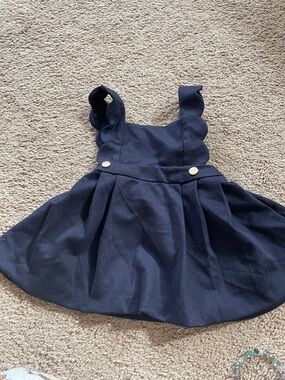 NEW Jacadi Navy Scalloped Strap baby Dress，baby 6M
